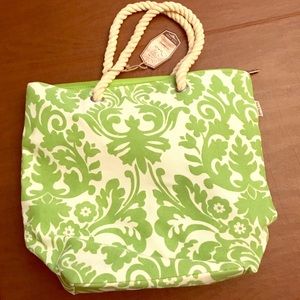 Brand new lime green damask rope tote